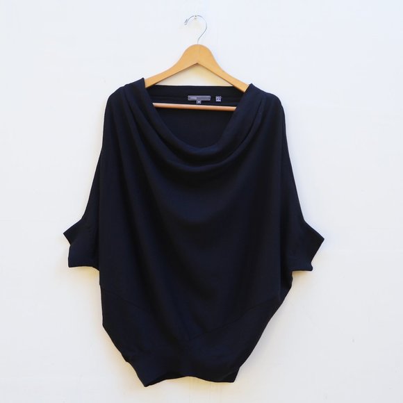 Vince Sweaters - Vince Medium Merino Wool Blend Sweater Poncho Shrug - 72175, Black